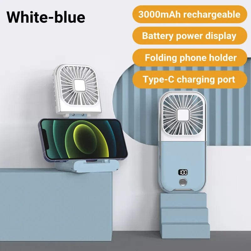 Mini Portable Outdoor Hand Fan Hanging Neck Fan USB Charging 3000mAh Battery Powered 180° Folding Wireless Table Air Cooling Fan - SHOWLU FASHION STORE