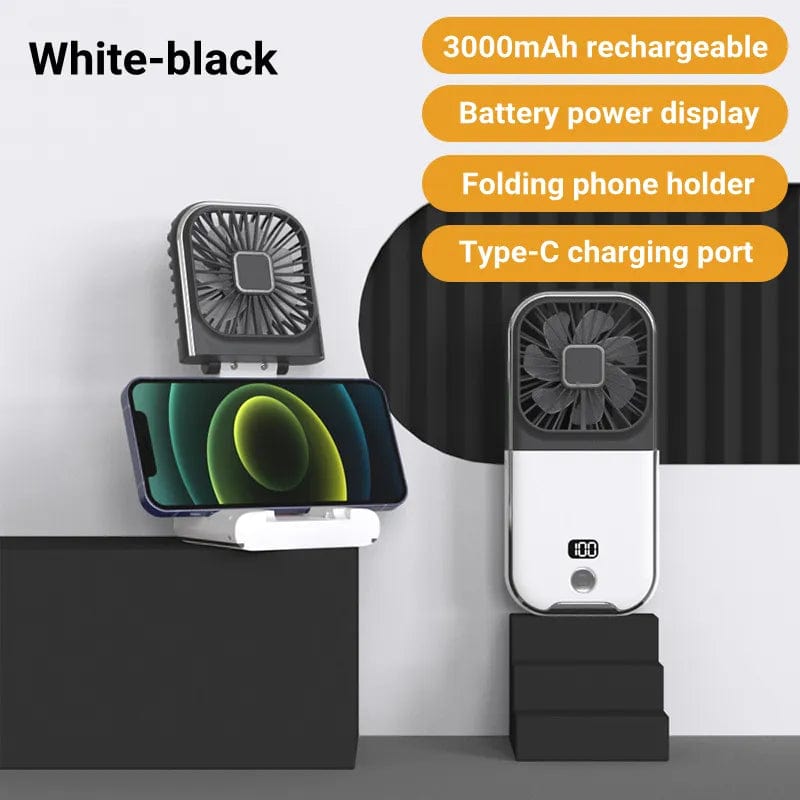 Mini Portable Outdoor Hand Fan Hanging Neck Fan USB Charging 3000mAh Battery Powered 180° Folding Wireless Table Air Cooling Fan - SHOWLU FASHION STORE