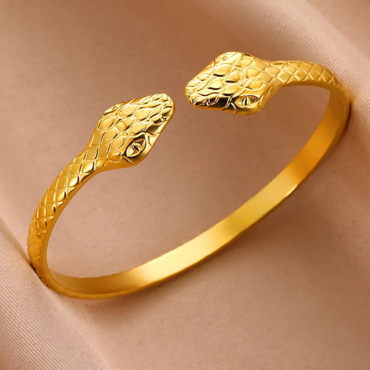 Minimalist Bangle Stainless Steel Bracelet For Women Vintage Gold Color Texture Aesthetic Charm Bracelet Daily Wear Jewelry - SHOWLU FASHION STORE