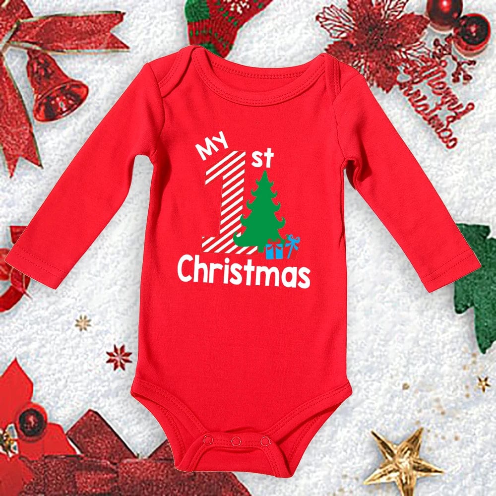 My First Christmas New Born Baby Bodysuits Clothes Ropa Toddler Girl Red Long Short Romper Jumpsuit Outfit Christmas Gifts - SHOWLU FASHION STORE