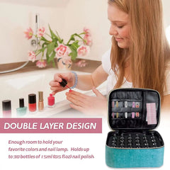 Nail Polish Organizer Handheld Double Layer CosmeticOrganizer Tote Bag For Girls And Women Nail Art, EssentialOil, Cosmetic Set - SHOWLU FASHION STORE