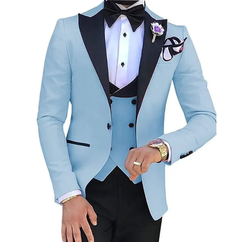 New 2023 Suit Men's Suit Three - piece Korean Version Slim - fit Model Business Groomsman Suit Groom's Wedding Dress Costume Homme - SHOWLU FASHION STORE