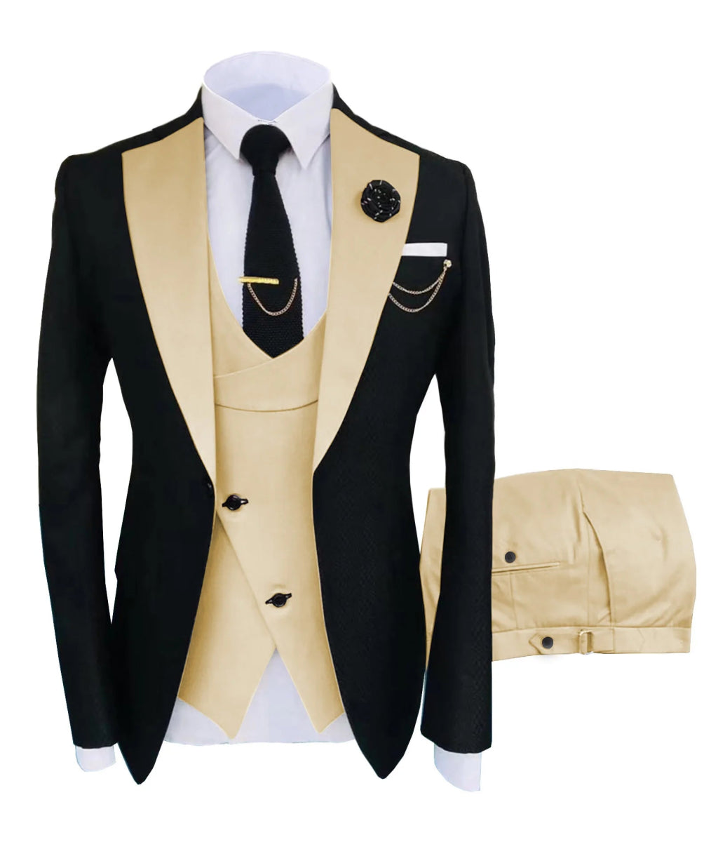 New Costume Homme Popular Clothing Luxury Party Stage Men's Suit Groomsmen Regular Fit Tuxedo 3 Peice Set Jacket+Trousers+Vest - SHOWLU FASHION STORE