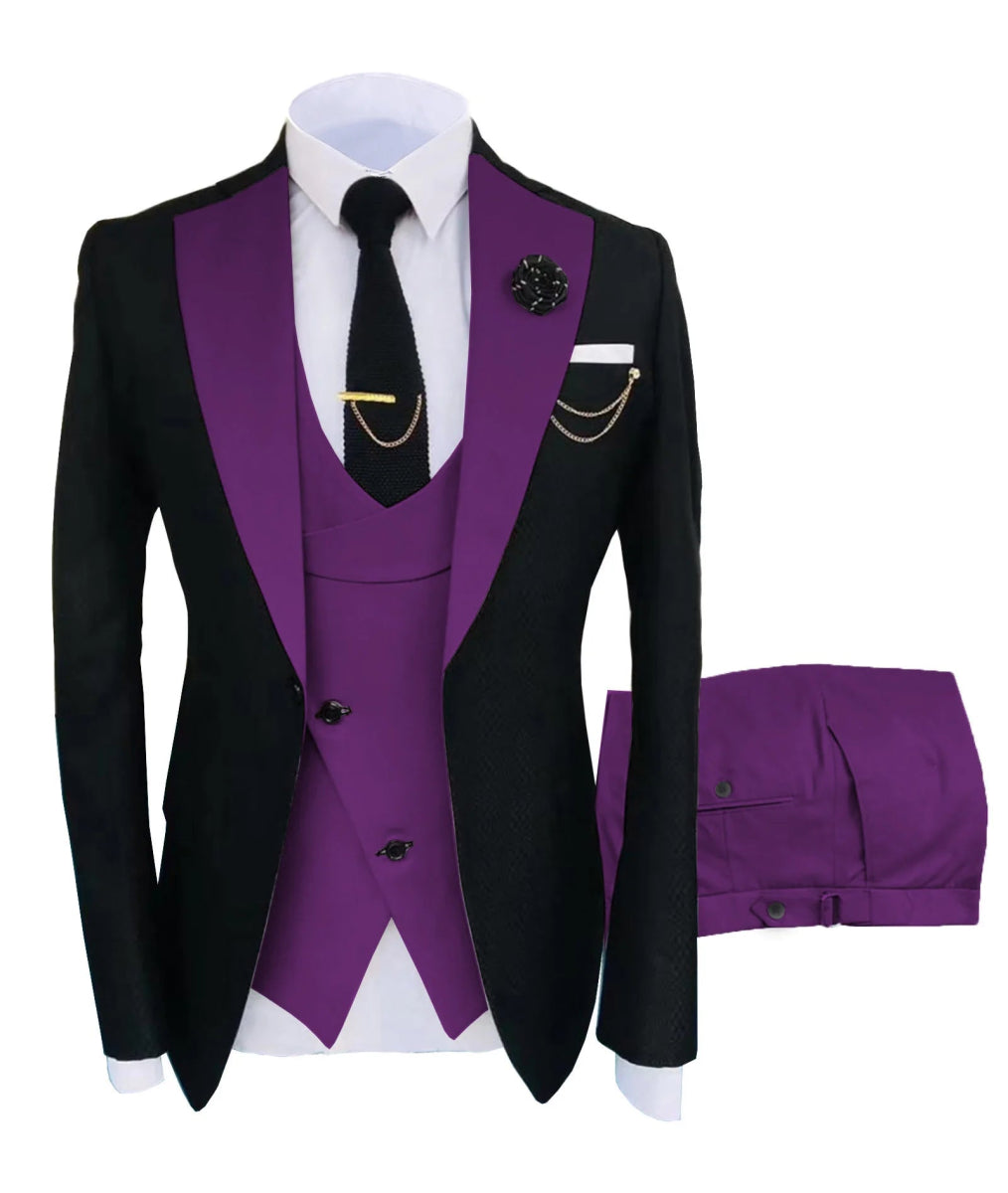 New Costume Homme Popular Clothing Luxury Party Stage Men's Suit Groomsmen Regular Fit Tuxedo 3 Peice Set Jacket+Trousers+Vest - SHOWLU FASHION STORE