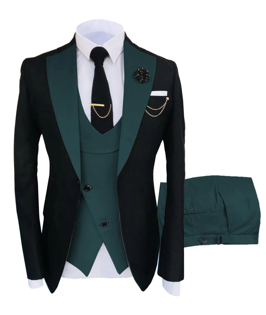 New Costume Homme Popular Clothing Luxury Party Stage Men's Suit Groomsmen Regular Fit Tuxedo 3 Peice Set Jacket+Trousers+Vest - SHOWLU FASHION STORE