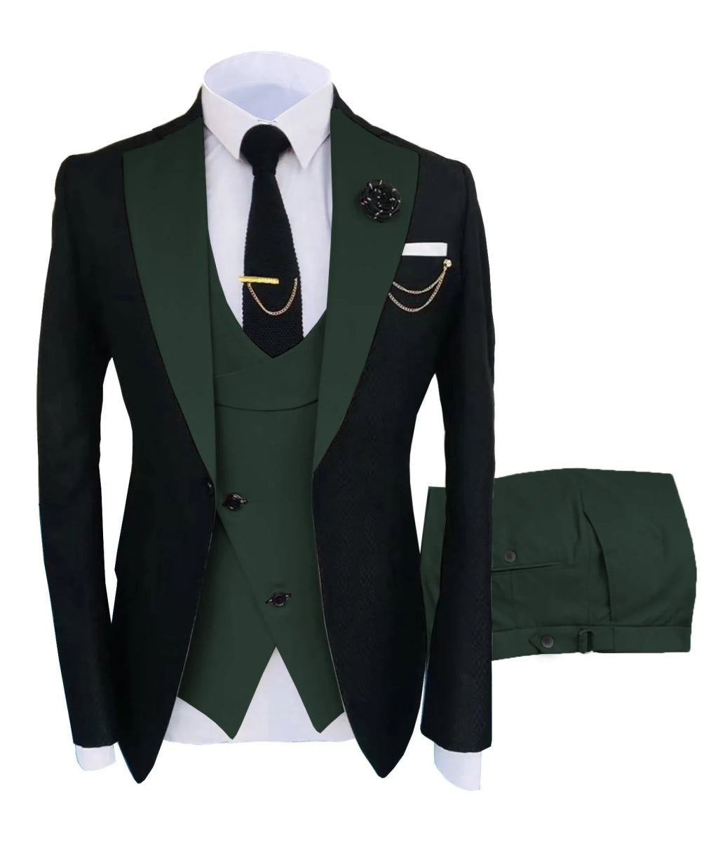 New Costume Homme Popular Clothing Luxury Party Stage Men's Suit Groomsmen Regular Fit Tuxedo 3 Peice Set Jacket+Trousers+Vest - SHOWLU FASHION STORE