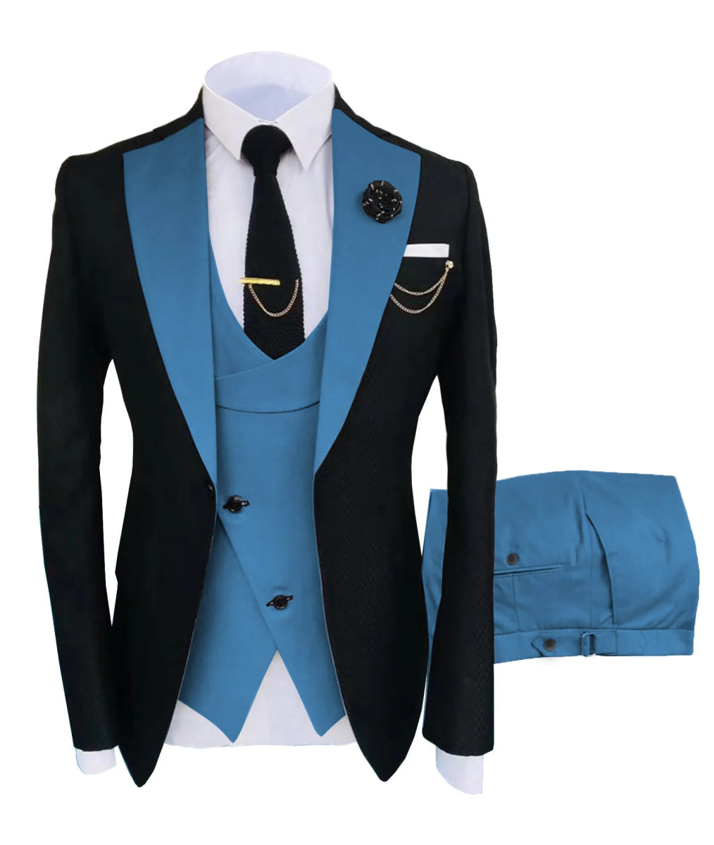 New Costume Homme Popular Clothing Luxury Party Stage Men's Suit Groomsmen Regular Fit Tuxedo 3 Peice Set Jacket+Trousers+Vest - SHOWLU FASHION STORE