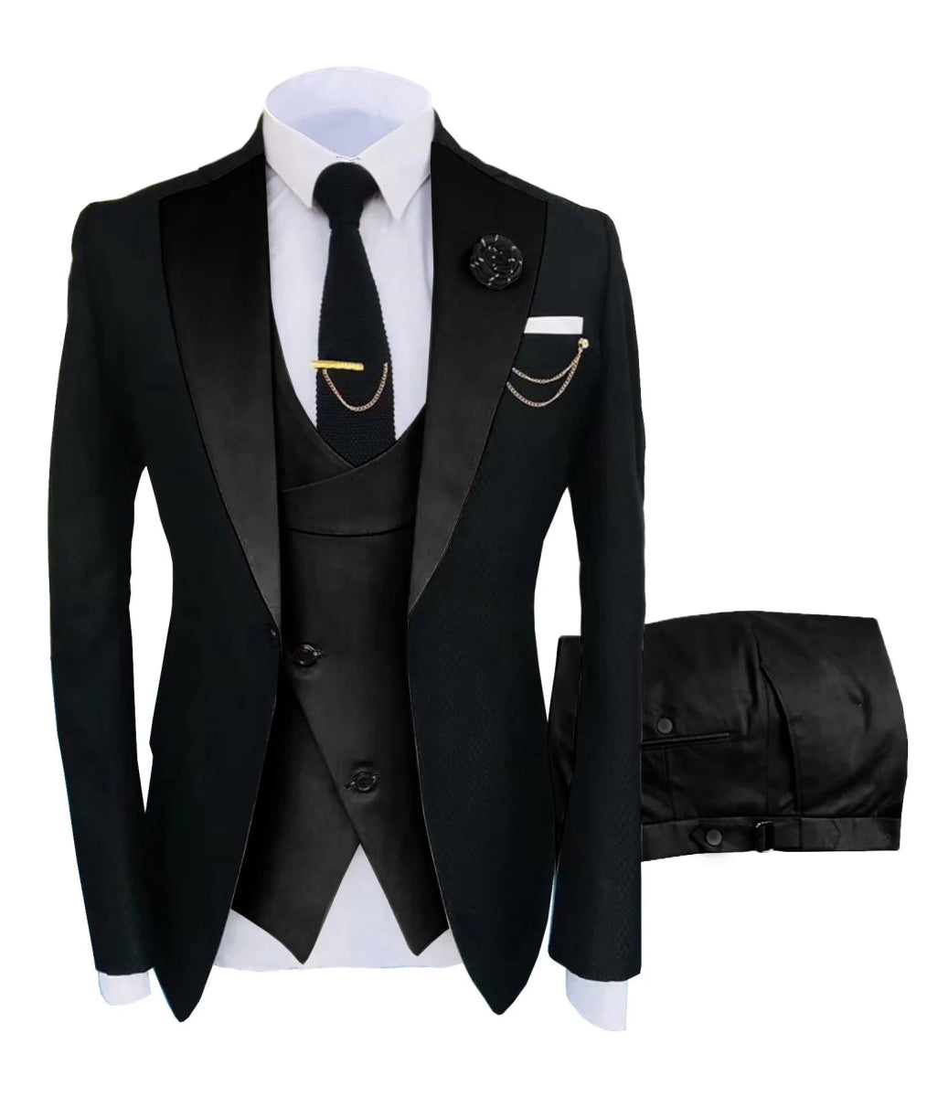 New Costume Homme Popular Clothing Luxury Party Stage Men's Suit Groomsmen Regular Fit Tuxedo 3 Peice Set Jacket+Trousers+Vest - SHOWLU FASHION STORE