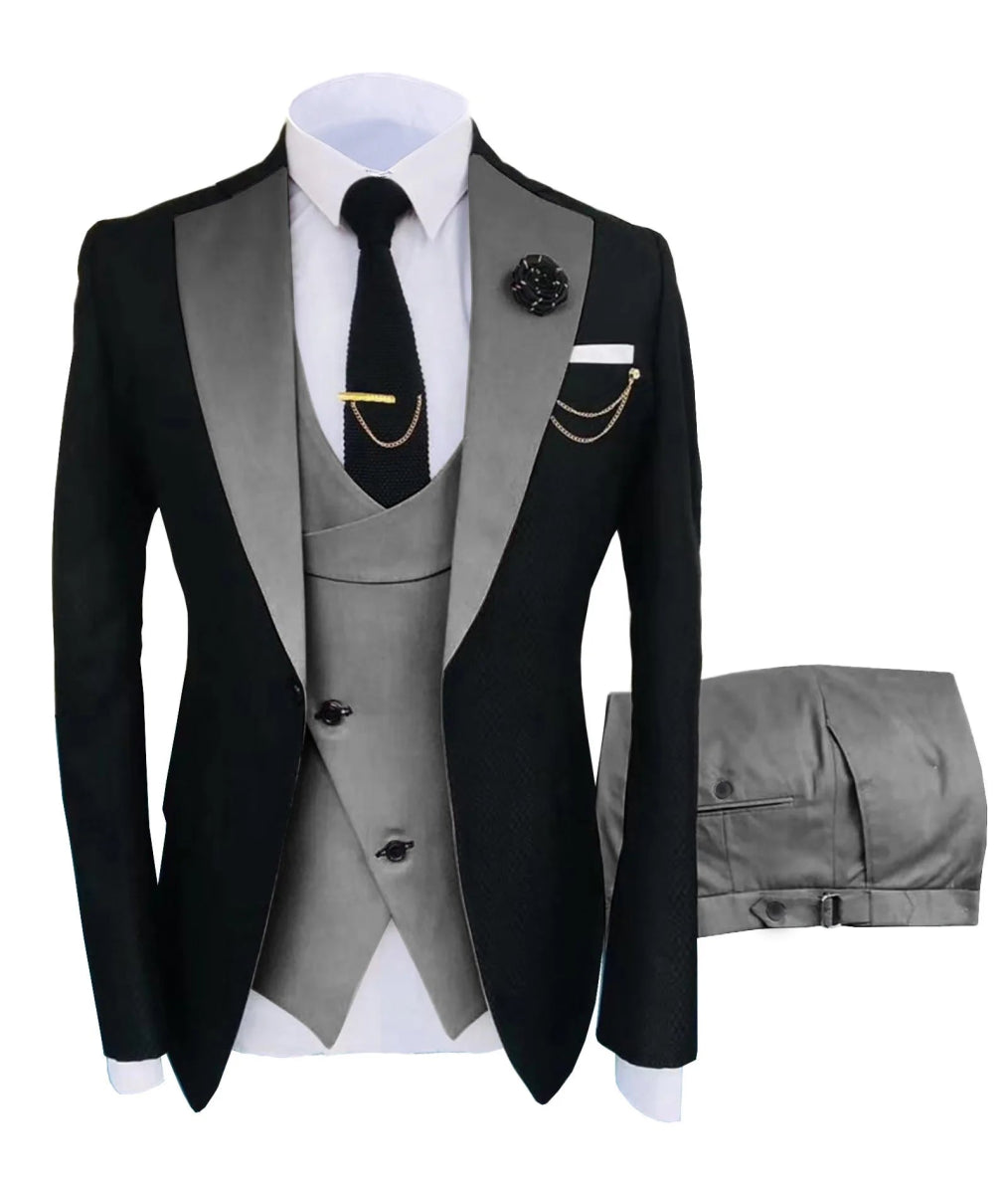 New Costume Homme Popular Clothing Luxury Party Stage Men's Suit Groomsmen Regular Fit Tuxedo 3 Peice Set Jacket+Trousers+Vest - SHOWLU FASHION STORE