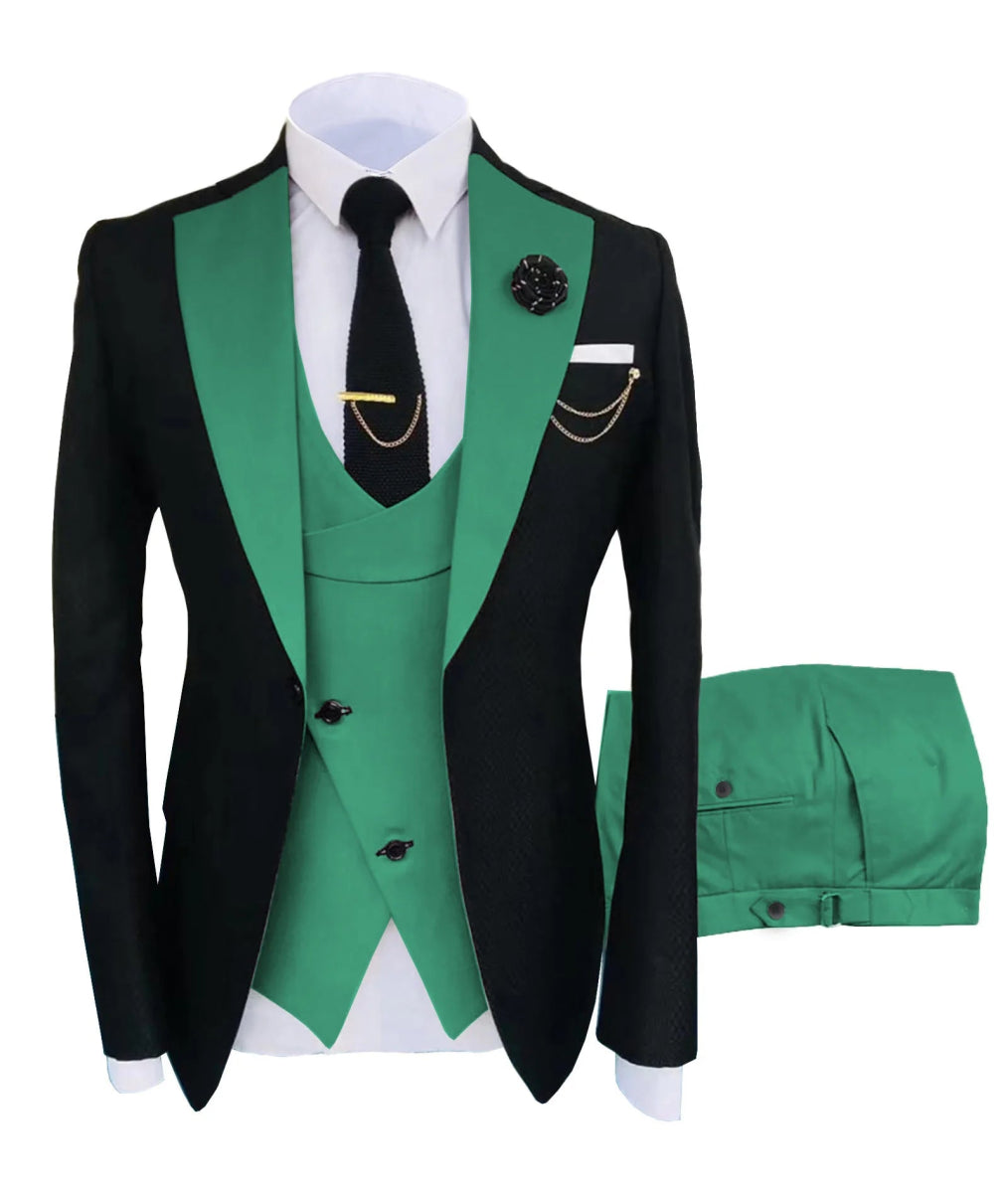 New Costume Homme Popular Clothing Luxury Party Stage Men's Suit Groomsmen Regular Fit Tuxedo 3 Peice Set Jacket+Trousers+Vest - SHOWLU FASHION STORE