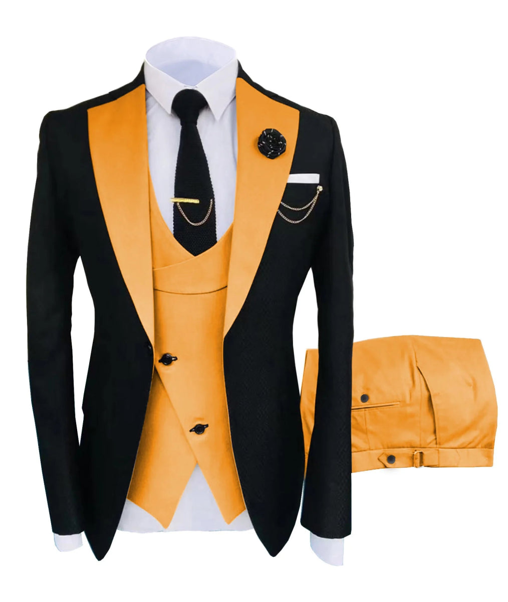 New Costume Homme Popular Clothing Luxury Party Stage Men's Suit Groomsmen Regular Fit Tuxedo 3 Peice Set Jacket+Trousers+Vest - SHOWLU FASHION STORE