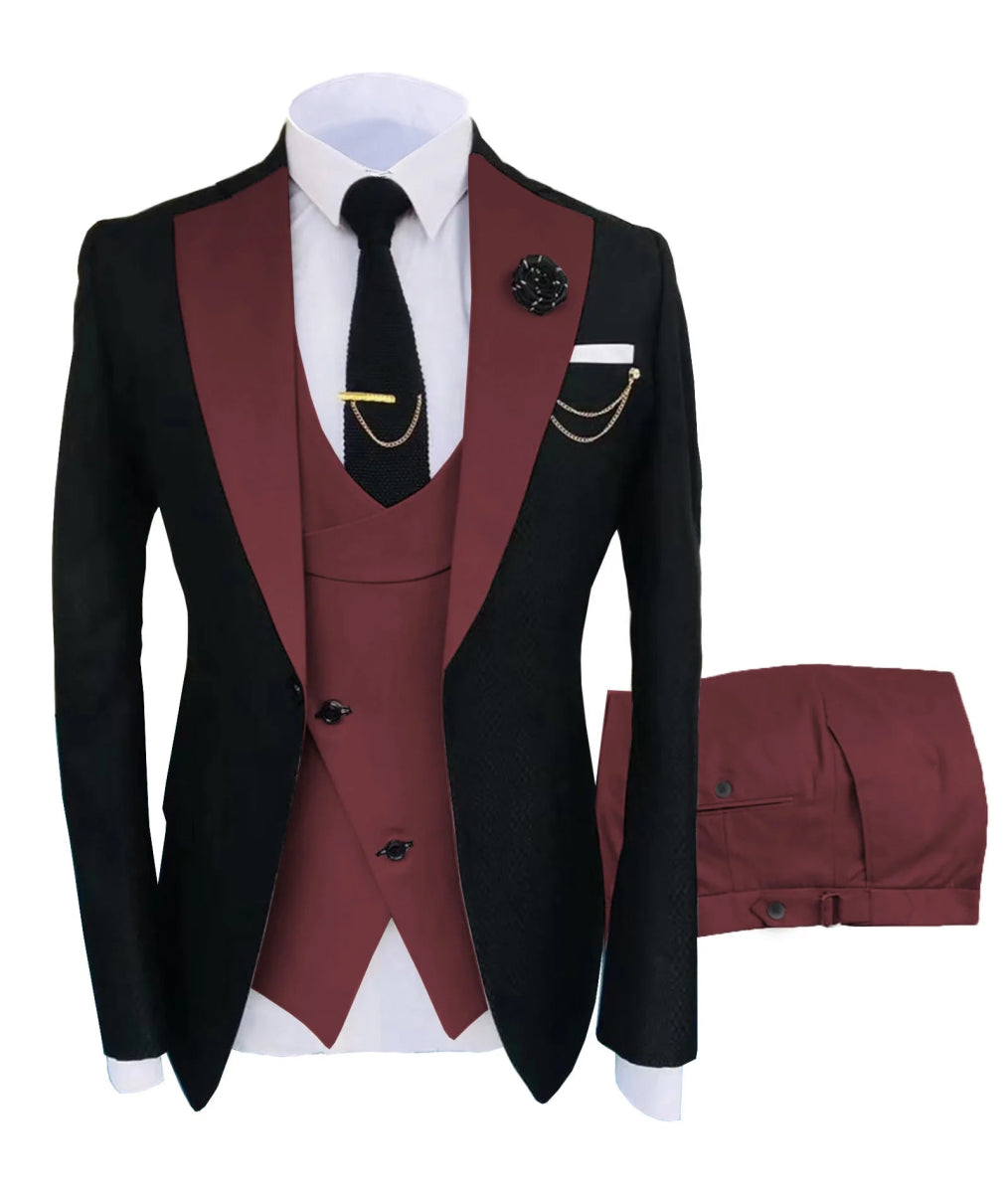 New Costume Homme Popular Clothing Luxury Party Stage Men's Suit Groomsmen Regular Fit Tuxedo 3 Peice Set Jacket+Trousers+Vest - SHOWLU FASHION STORE