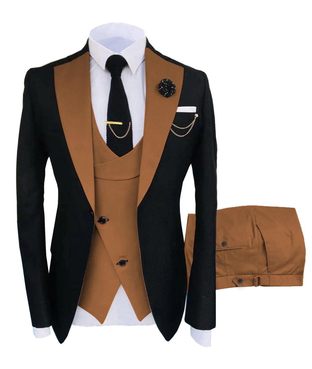 New Costume Homme Popular Clothing Luxury Party Stage Men's Suit Groomsmen Regular Fit Tuxedo 3 Peice Set Jacket+Trousers+Vest - SHOWLU FASHION STORE