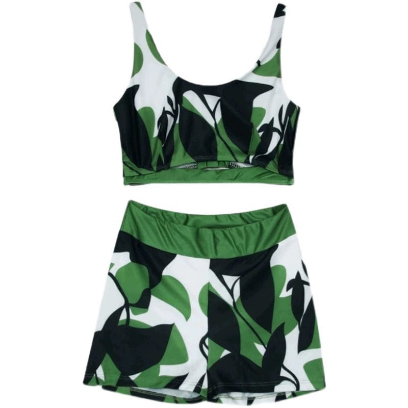 New Cross - Border Amazon Camouflage Print Open Back Four - Corner Two Piece Swimsuit Sexy Bikini Separates Swimsuit - SHOWLU FASHION STORE