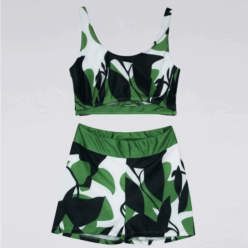New Cross - Border Amazon Camouflage Print Open Back Four - Corner Two Piece Swimsuit Sexy Bikini Separates Swimsuit - SHOWLU FASHION STORE