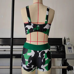 New Cross - Border Amazon Camouflage Print Open Back Four - Corner Two Piece Swimsuit Sexy Bikini Separates Swimsuit - SHOWLU FASHION STORE