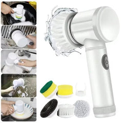 New Electric Spin Scrubber,Bathroom Cleaning Brush Power Scrubber with 5 Replaceable Brush Heads, 5 in 1 Electric Cleaning Brush - SHOWLU FASHION STORE