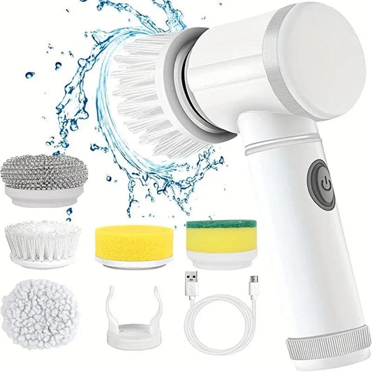 New Electric Spin Scrubber,Bathroom Cleaning Brush Power Scrubber with 5 Replaceable Brush Heads, 5 in 1 Electric Cleaning Brush - SHOWLU FASHION STORE