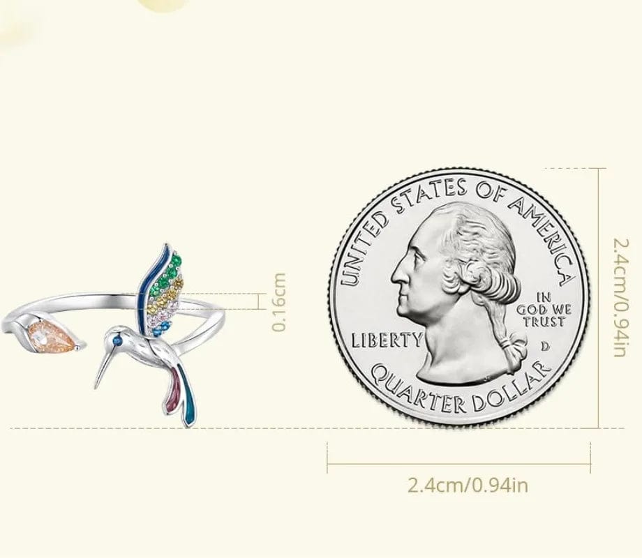 New Elegant Silver Color Hummingbird Opening Ring Colorful Zircon Adjustable Rings for Women Wedding Party Jewelry Birthday Gift - SHOWLU FASHION STORE