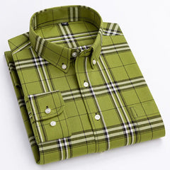 New in shirt100%cotton long sleeve shirts for men slim fit casual shirt fashion vintage streetwear elegant soft plaid clothes - SHOWLU FASHION STORE