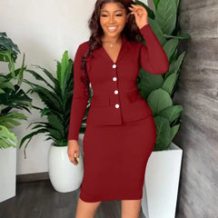 New In Two Piece Skirt Sets Women Outfits Office Lady Clothing Elegant Clothes Fall Winter OL 2 Piece Suits for Female - SHOWLU FASHION STORE