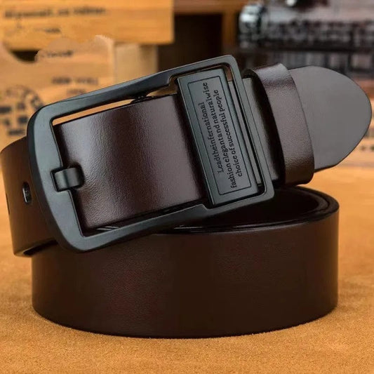 New Leather Cowhide Men's Belt Fashion Metal Alloy Pin Buckle Adult Luxury Brand Jeans Business Casual Waist Male Strap Brand - SHOWLU FASHION STORE