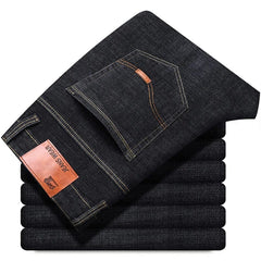 New Men Comfortable Soft Business Fashion Straight Casual Denim Trousers Male Brand Clothing Light Luxury Stretch Slim Fit Pants - SHOWLU FASHION STORE