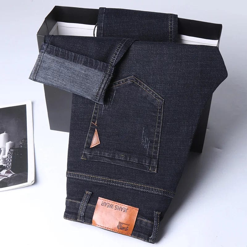 New Men Comfortable Soft Business Fashion Straight Casual Denim Trousers Male Brand Clothing Light Luxury Stretch Slim Fit Pants - SHOWLU FASHION STORE