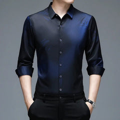 New Men's Casual and Fashionable Long Sleeved Shirt with Printed Anti Wrinkle Business Shirt - SHOWLU FASHION STORE