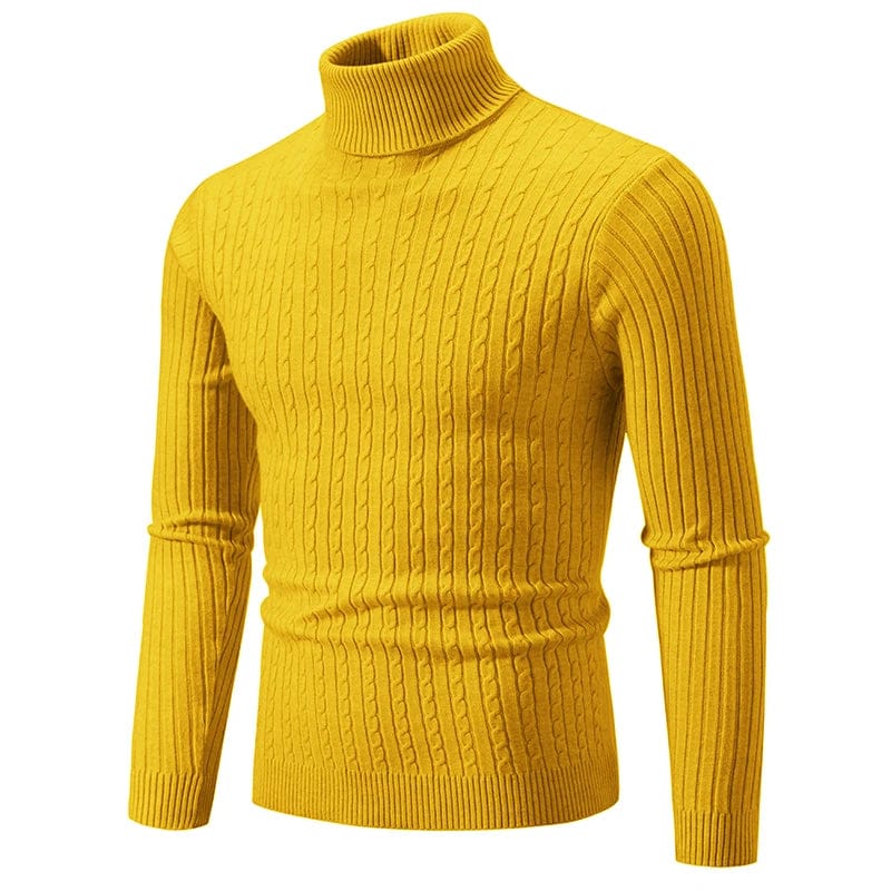 New Men's High Neck Sweater Solid Color Pullover Knitted Warm Casual Turtleneck Sweatwear Woolen Mens Winter Outdoor Tops - SHOWLU FASHION STORE