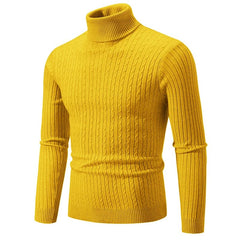 New Men's High Neck Sweater Solid Color Pullover Knitted Warm Casual Turtleneck Sweatwear Woolen Mens Winter Outdoor Tops - SHOWLU FASHION STORE