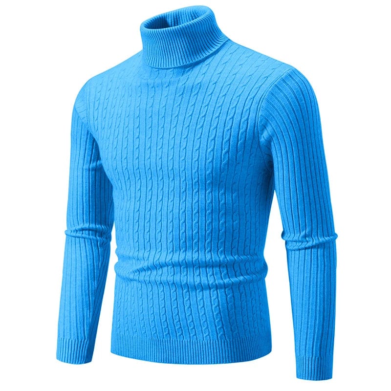New Men's High Neck Sweater Solid Color Pullover Knitted Warm Casual Turtleneck Sweatwear Woolen Mens Winter Outdoor Tops - SHOWLU FASHION STORE