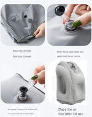 New Pattern Inflatable Travel Pillow Portable Chin Support Neck Pillow for Airplane Car Bus Train Office Nap Rest Support Pillow - SHOWLU FASHION STORE
