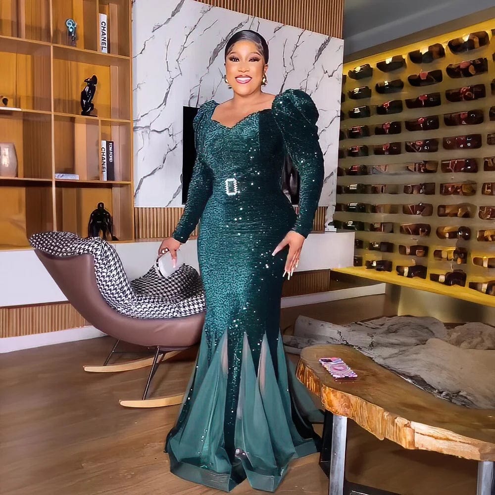 New Product luxury evening dresses Sequin mesh african party dresses woman elegant fishtail african woman dressdress - SHOWLU FASHION STORE