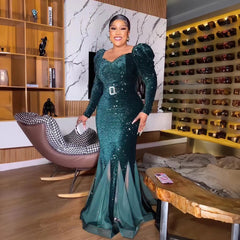 New Product luxury evening dresses Sequin mesh african party dresses woman elegant fishtail african woman dressdress - SHOWLU FASHION STORE