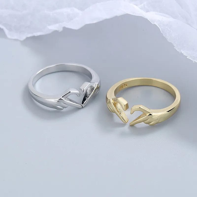 New Romantic Love Hand with Heart Shaped Ring Creative Couple Silver Color Adjustable Open Rings Personality Party Jewelry Gift - SHOWLU FASHION STORE