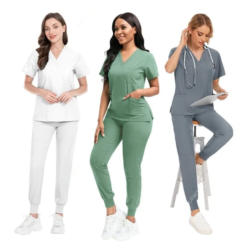 New Scrubs Set Medical Uniforms Stretch Scrub Tops With Pocket Pants Nurse Uniform Doctor Surgery Overalls Beauty Salon Workwear - SHOWLU FASHION STORE