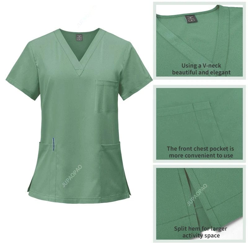 New Scrubs Set Medical Uniforms Stretch Scrub Tops With Pocket Pants Nurse Uniform Doctor Surgery Overalls Beauty Salon Workwear - SHOWLU FASHION STORE