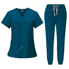 New Scrubs Set Medical Uniforms Stretch Scrub Tops With Pocket Pants Nurse Uniform Doctor Surgery Overalls Beauty Salon Workwear - SHOWLU FASHION STORE