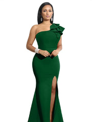 New Summer One Shoulder Split Sexy Dress sleeveless Sloping Shoulders Dresses - SHOWLU FASHION STORE
