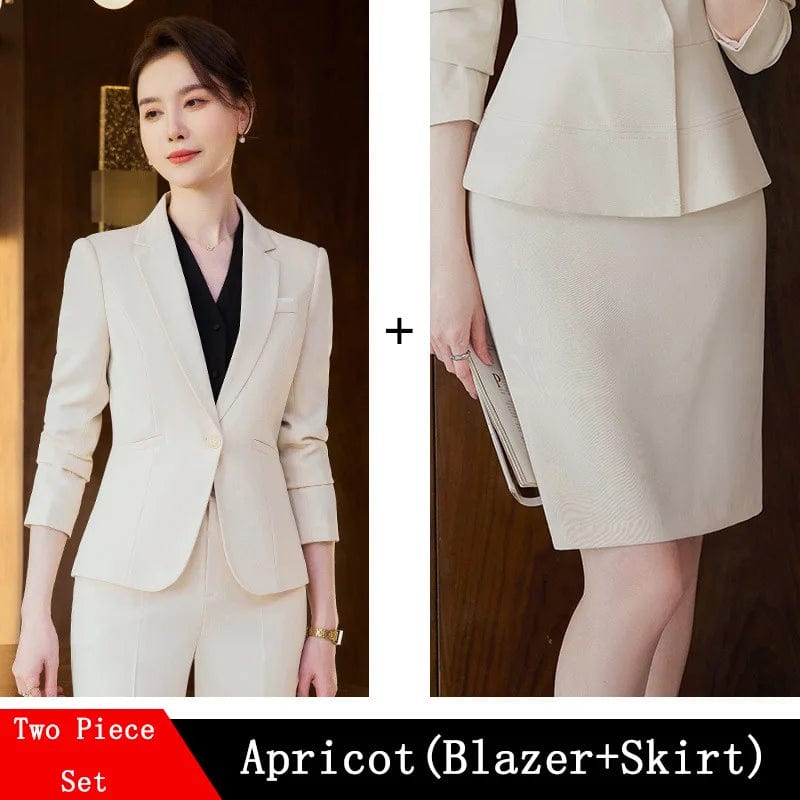 Novelty Wine Red Formal Women Business Suits with Skirt and Jackets Coat Ladies Office Professional Blazers Spring OL Styles - SHOWLU FASHION STORE