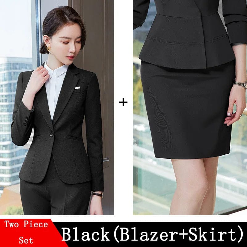 Novelty Wine Red Formal Women Business Suits with Skirt and Jackets Coat Ladies Office Professional Blazers Spring OL Styles - SHOWLU FASHION STORE