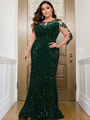 O Neck Curve Long Sequined Velvet Lace Evening Dress Prom Gown Floor Length Backless Maxi Dresses - SHOWLU FASHION STORE