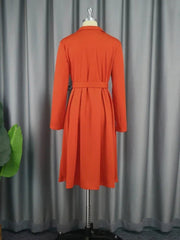 Office Dresses for Women Long Sleeve Button Down Notched Lapel Waist Belt A Line Midi Dresses Elegant Work Business Church Wear - SHOWLU FASHION STORE
