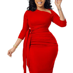 OL Dresses Women Sexy Nude Long Sleeve Midi Club Dress 3xl - SHOWLU FASHION STORE