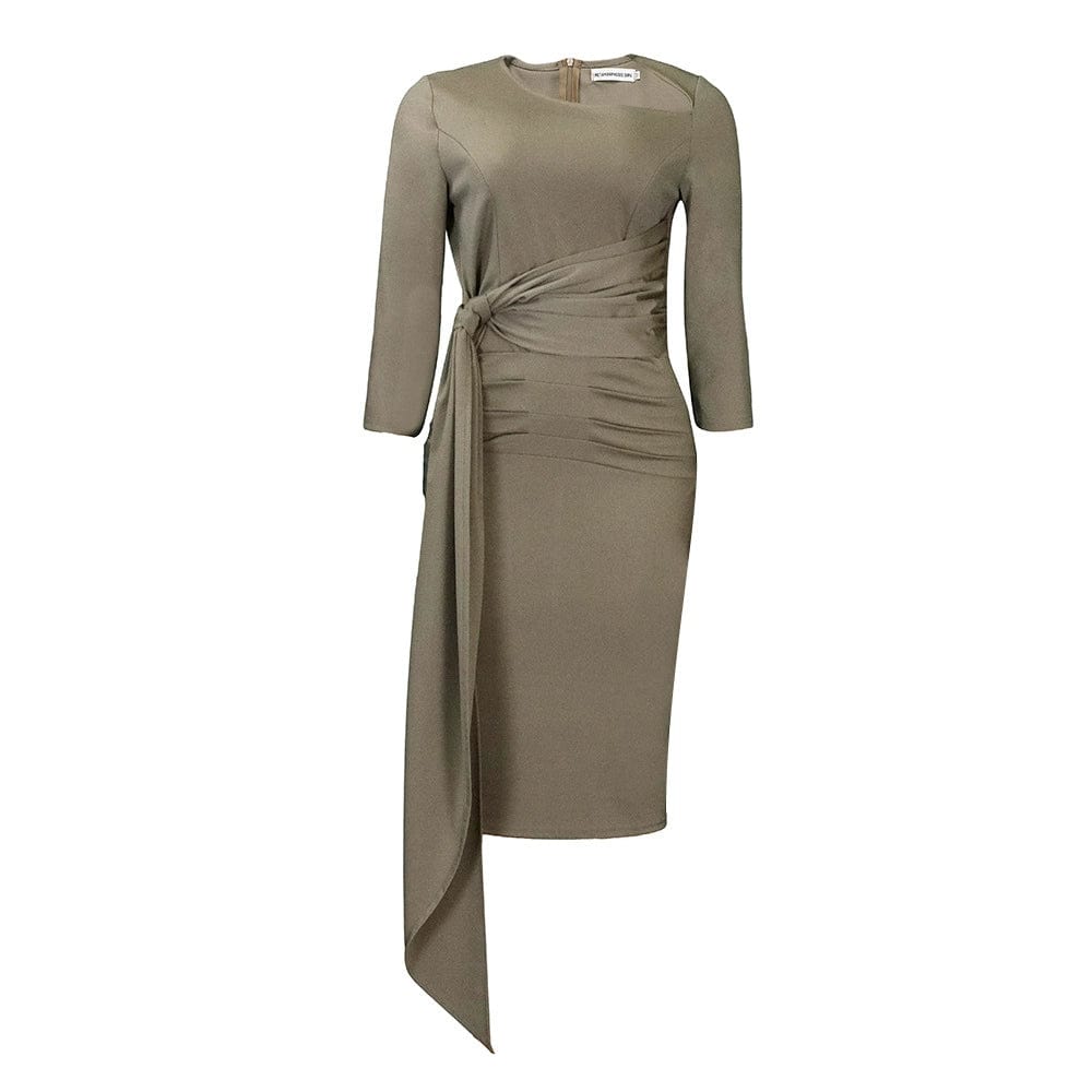 OL Dresses Women Sexy Nude Long Sleeve Midi Club Dress 3xl - SHOWLU FASHION STORE