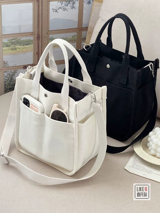 Original Design Three - Dimensional Multi - Pocket Tote Canvas Bag - SHOWLU FASHION STORE