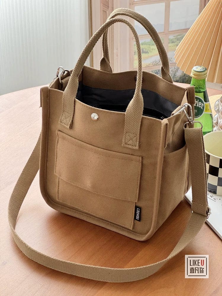 Original Design Three - Dimensional Multi - Pocket Tote Canvas Bag - SHOWLU FASHION STORE