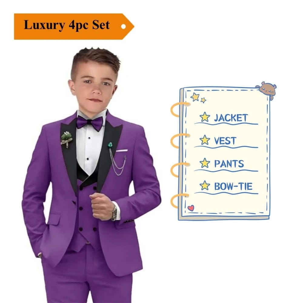 Paisley Classic 3 - Piece Suits for Boys Smart And Stylish Boy's Tuxedo Formal Outfit For Kids Blazer Vest And Pants For Party - SHOWLU FASHION STORE