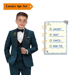 Paisley Classic 3 - Piece Suits for Boys Smart And Stylish Boy's Tuxedo Formal Outfit For Kids Blazer Vest And Pants For Party - SHOWLU FASHION STORE